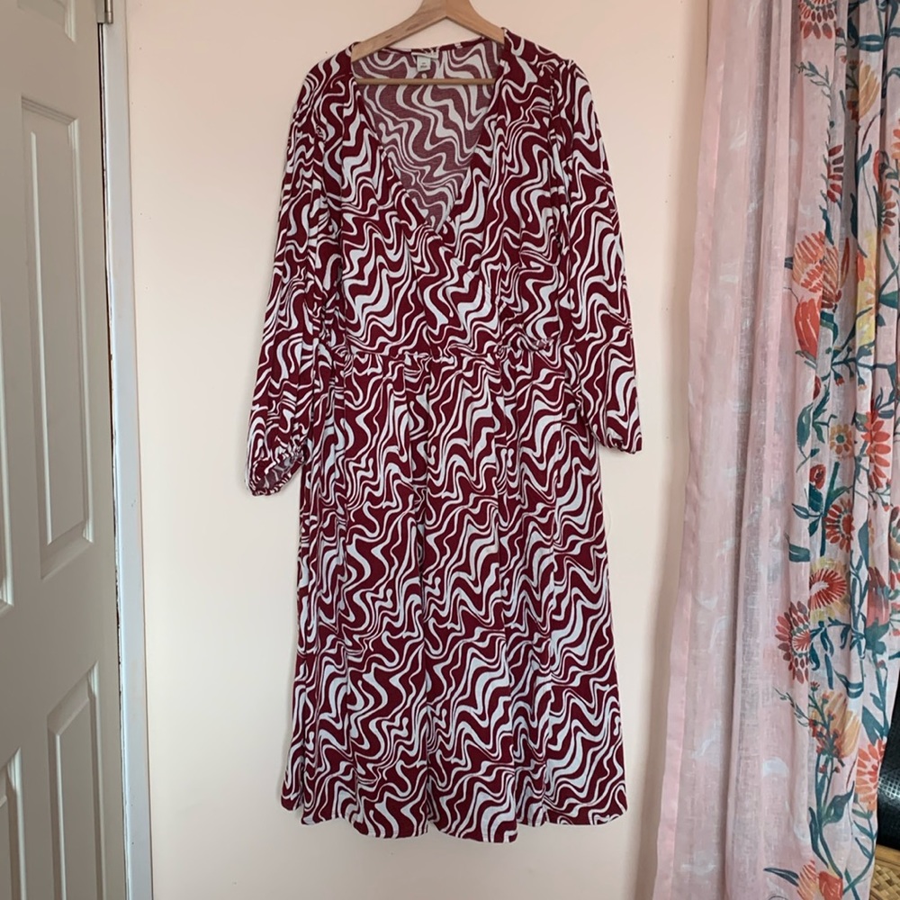 Burgundy print spring dress